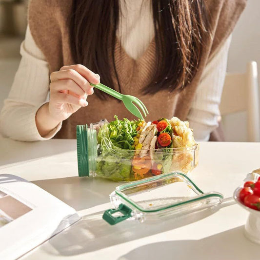 Salad Pod, Side-Opening Portable Salad Container, Leakproof Snack Box with Lid